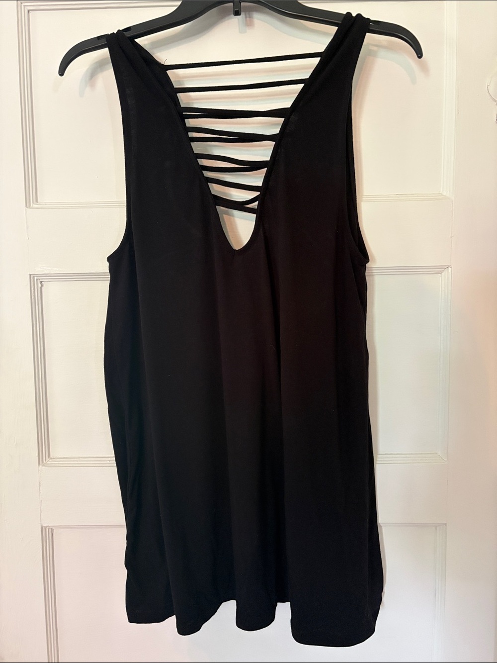 California Waves Black Sleeveless Coverup with Back Strap Detail